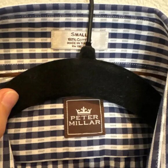 Peter Millar Gingham Button-Down Shirt – Navy/White (S, NWT) - Picture 3 of 6